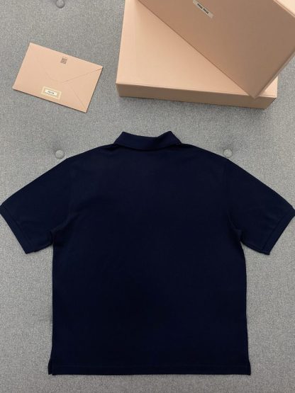  Miu Miu Cotton piqué polo shirt Navy Women 2024 #3313 - Image 11