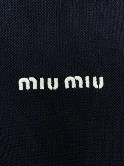  Miu Miu Cotton piqué polo shirt Navy Women 2024 #3313 - Image 6