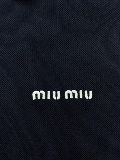  Miu Miu Cotton piqué polo shirt Navy Women 2024 #3313 - Image 8