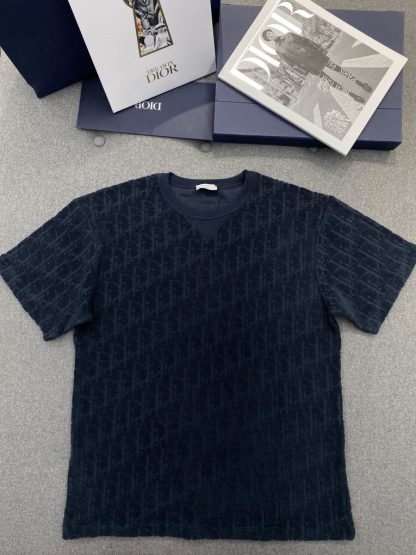  Dior Oblique Relaxed-Fit T-Shirt Black Terry Cotton Jacquard #3294 - Image 12