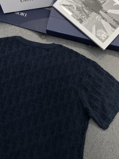  Dior Oblique Relaxed-Fit T-Shirt Black Terry Cotton Jacquard #3294 - Image 7