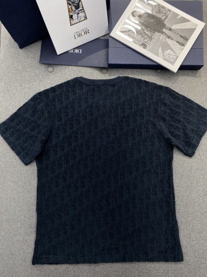  Dior Oblique Relaxed-Fit T-Shirt Black Terry Cotton Jacquard #3294 - Image 8