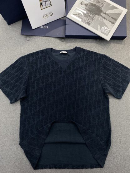  Dior Oblique Relaxed-Fit T-Shirt Black Terry Cotton Jacquard #3294 - Image 14
