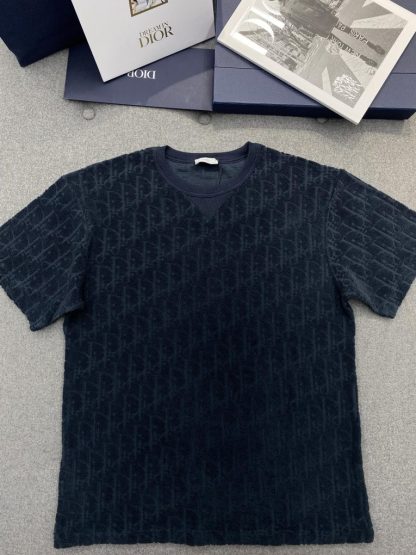 Replica Dior Oblique Relaxed-Fit T-Shirt Black Terry Cotton Jacquard #3294