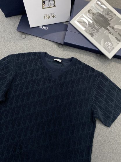 Dior Oblique Relaxed-Fit T-Shirt Black Terry Cotton Jacquard #3294 - Image 11