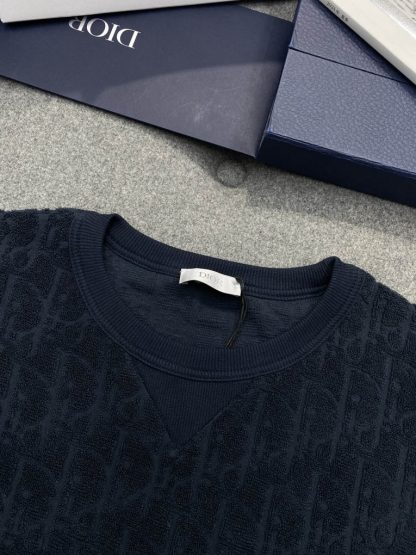  Dior Oblique Relaxed-Fit T-Shirt Black Terry Cotton Jacquard #3294 - Image 2
