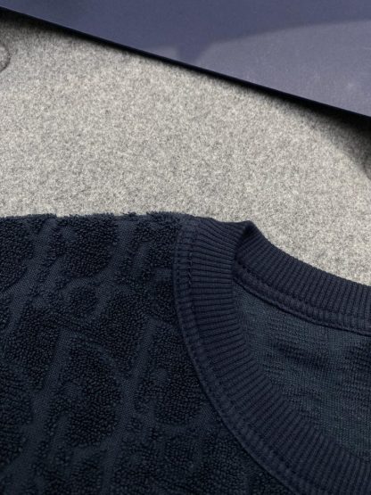  Dior Oblique Relaxed-Fit T-Shirt Black Terry Cotton Jacquard #3294 - Image 6