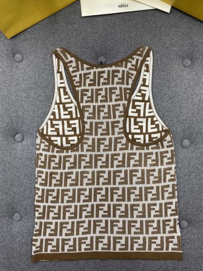  Fendi Brown FF cotton top Women Vest 2024 #3303 - Image 13