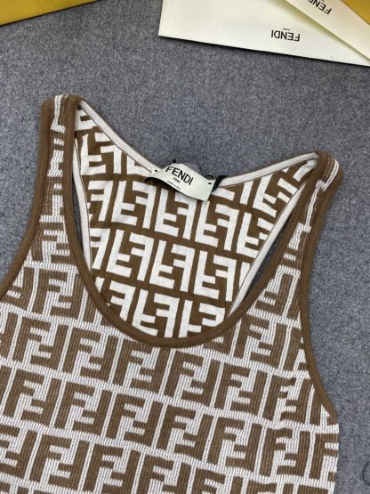  Fendi Brown FF cotton top Women Vest 2024 #3303 - Image 14