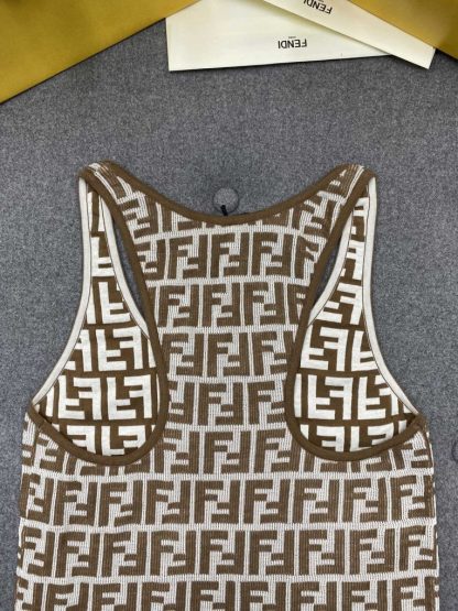  Fendi Brown FF cotton top Women Vest 2024 #3303 - Image 11