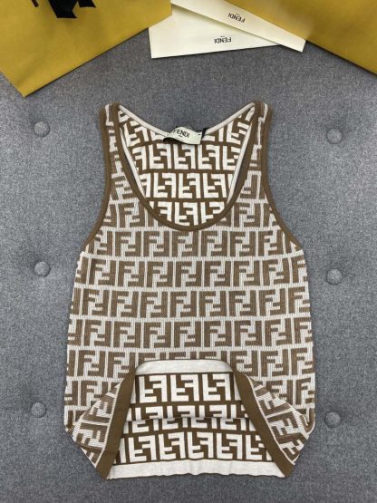  Fendi Brown FF cotton top Women Vest 2024 #3303 - Image 16