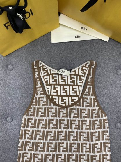  Fendi Brown FF cotton top Women Vest 2024 #3303 - Image 17