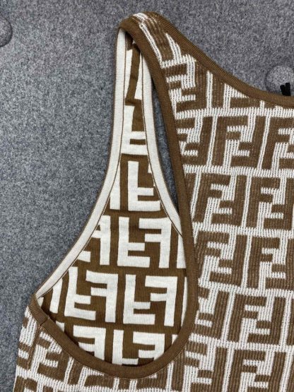  Fendi Brown FF cotton top Women Vest 2024 #3303 - Image 5