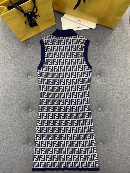  Fendi Navy blue FF cotton dress Women 2024 #3302 - Image 12