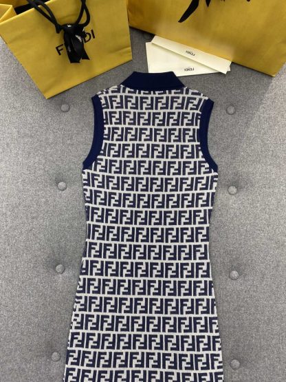  Fendi Navy blue FF cotton dress Women 2024 #3302 - Image 15