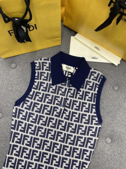  Fendi Navy blue FF cotton dress Women 2024 #3302 - Image 16