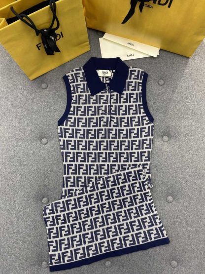  Fendi Navy blue FF cotton dress Women 2024 #3302 - Image 18