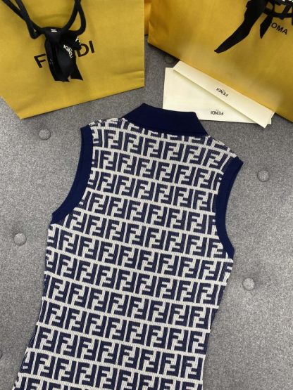  Fendi Navy blue FF cotton dress Women 2024 #3302 - Image 11