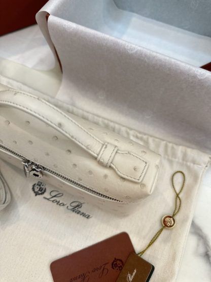  Loro Piana Extra Pocket L19 Bag Ostrich Leather Sliver Hardware #3023 - Image 4