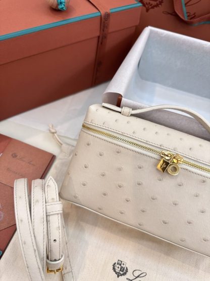  Loro Piana Extra Pocket L19 Bag Ostrich Leather Golden Hardware #3022 - Image 2