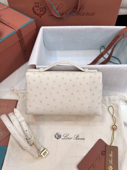  Loro Piana Extra Pocket L19 Bag Ostrich Leather Golden Hardware #3022 - Image 3
