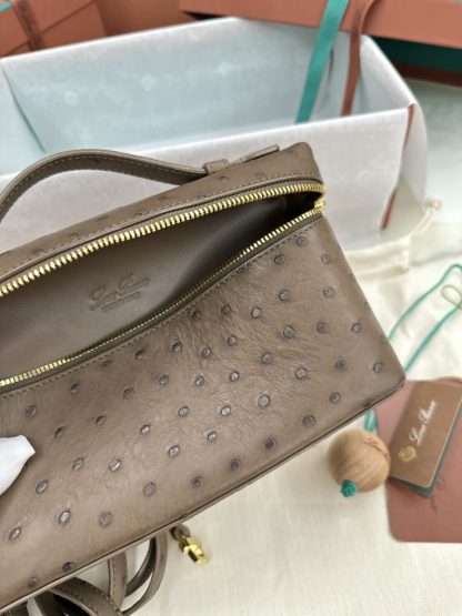  Loro Piana Extra Pocket L19 Bag Ostrich Leather Golden Hardware #3032 - Image 2