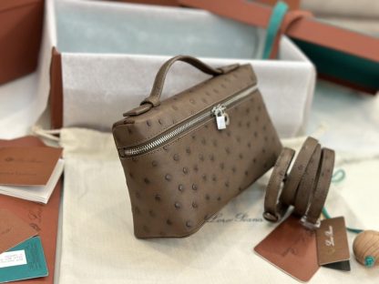  Loro Piana Extra Pocket L19 Bag Ostrich Leather Sliver Hardware #3033 - Image 3