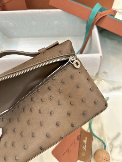  Loro Piana Extra Pocket L19 Bag Ostrich Leather Sliver Hardware #3033 - Image 2
