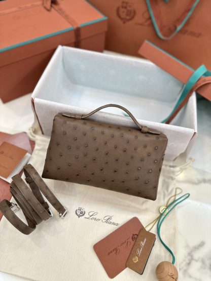  Loro Piana Extra Pocket L19 Bag Ostrich Leather Sliver Hardware #3033 - Image 9