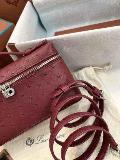  Loro Piana Extra Pocket L19 Bag Ostrich Leather Sliver Hardware #3027 - Image 3
