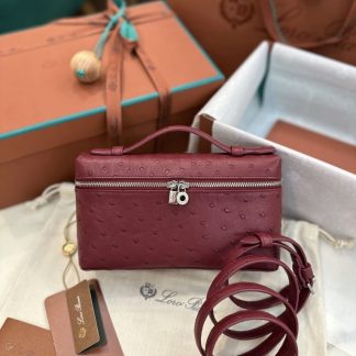 Replica Loro Piana Extra Pocket L19 Bag Ostrich Leather Golden Hardware #3027