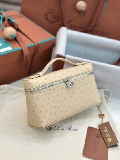  Loro Piana Extra Pocket L19 Bag Ostrich Leather Sliver Hardware #3021 - Image 8