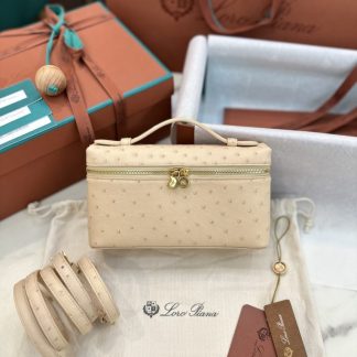 Replica Loro Piana Extra Pocket L19 Bag Ostrich Leather Golden Hardware #3024