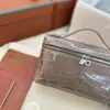  Loro Piana Extra Pocket L19 Alligator Leather Bag Sliver #3055 - Image 5