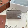  Loro Piana Extra Pocket L19 Alligator Leather Bag Sliver #3055 - Image 3
