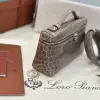  Loro Piana Extra Pocket L19 Alligator Leather Bag Sliver #3055 - Image 2