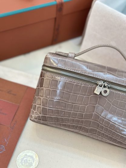  Loro Piana Extra Pocket L19 Alligator Leather Bag Sliver #3055 - Image 8