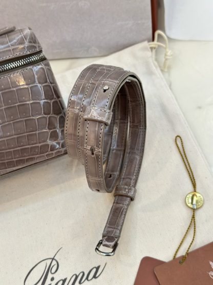  Loro Piana Extra Pocket L19 Alligator Leather Bag Sliver #3055 - Image 9