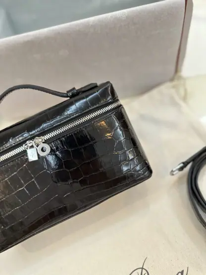  Loro Piana Extra Pocket L19 Alligator Leather Bag Sliver #3053 - Image 6