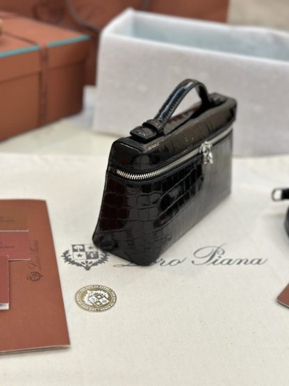  Loro Piana Extra Pocket L19 Alligator Leather Bag Sliver #3053 - Image 8