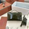 Loro Piana Extra Pocket L19 Alligator Leather Bag Sliver #3056 - Image 2