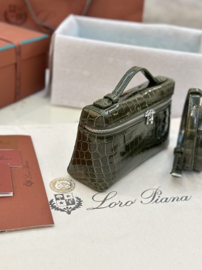  Loro Piana Extra Pocket L19 Alligator Leather Bag Sliver #3056 - Image 5