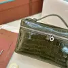  Loro Piana Extra Pocket L19 Alligator Leather Bag Sliver #3056 - Image 8