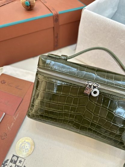  Loro Piana Extra Pocket L19 Alligator Leather Bag Sliver #3056 - Image 8