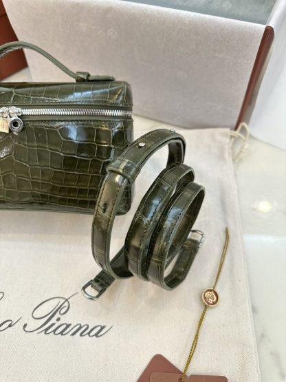  Loro Piana Extra Pocket L19 Alligator Leather Bag Sliver #3056 - Image 9