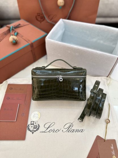Replica Loro Piana Extra Pocket L19 Alligator Leather Bag Sliver #3056