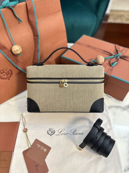  Loro Piana Extra Poket L27 Cotton & Leather Bags #3001