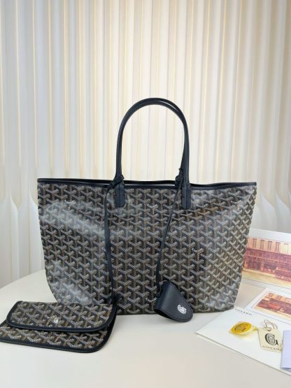  Goyard Saint Louis PM Bag Tote Bags Black #3360 - Image 16
