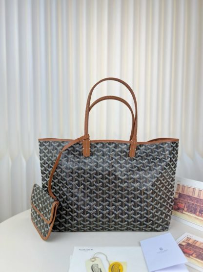  Goyard Saint Louis PM Bag Tote Bags Black & Tan #3359 - Image 16