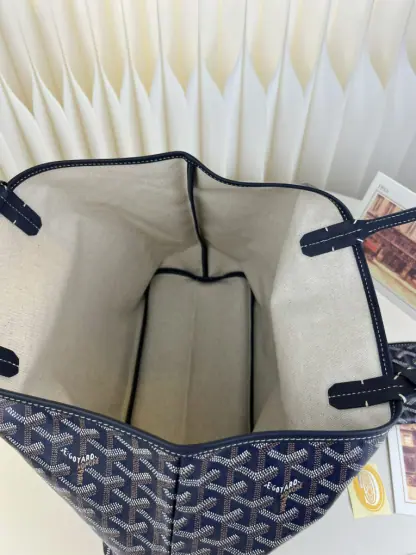 Goyard Saint Louis PM Bag Tote Bags Navy Blue #3362 - Image 11